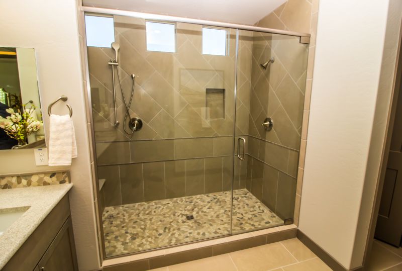 Minimalist Shower with Floating Floor